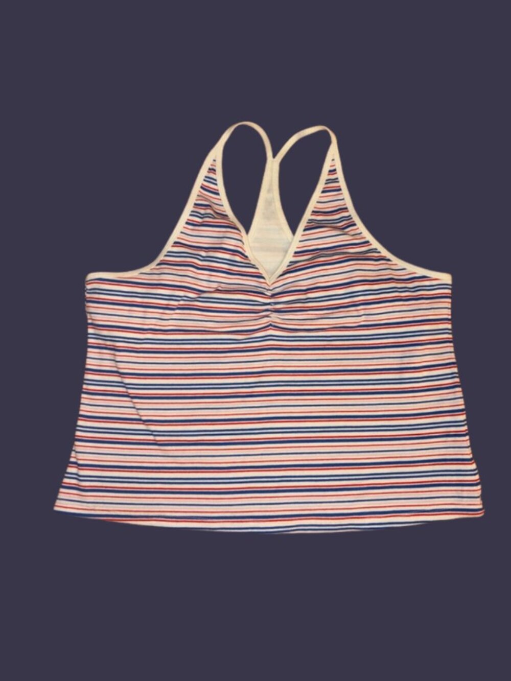 Old Navy Women's Striped Racerback Tank - White with Red & Blue Stripes NWT